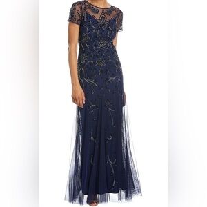 Adrianna Papell Women's Beaded Mesh Covered Gown